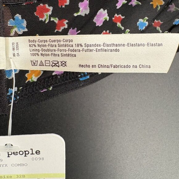 NWT Intimately Free People Black Floral Sheer Bralette Size 32B Black Ditsy - Picture 5 of 5